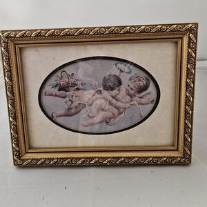 Gold Framed Cherub Art